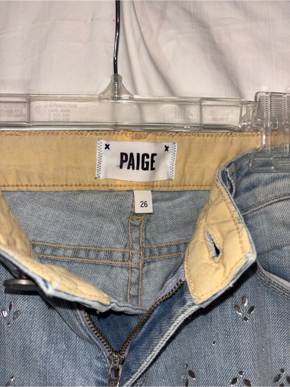 PAIGE Light Blue Skinny Jeans with Crystal Accents - Picture 2 of 3